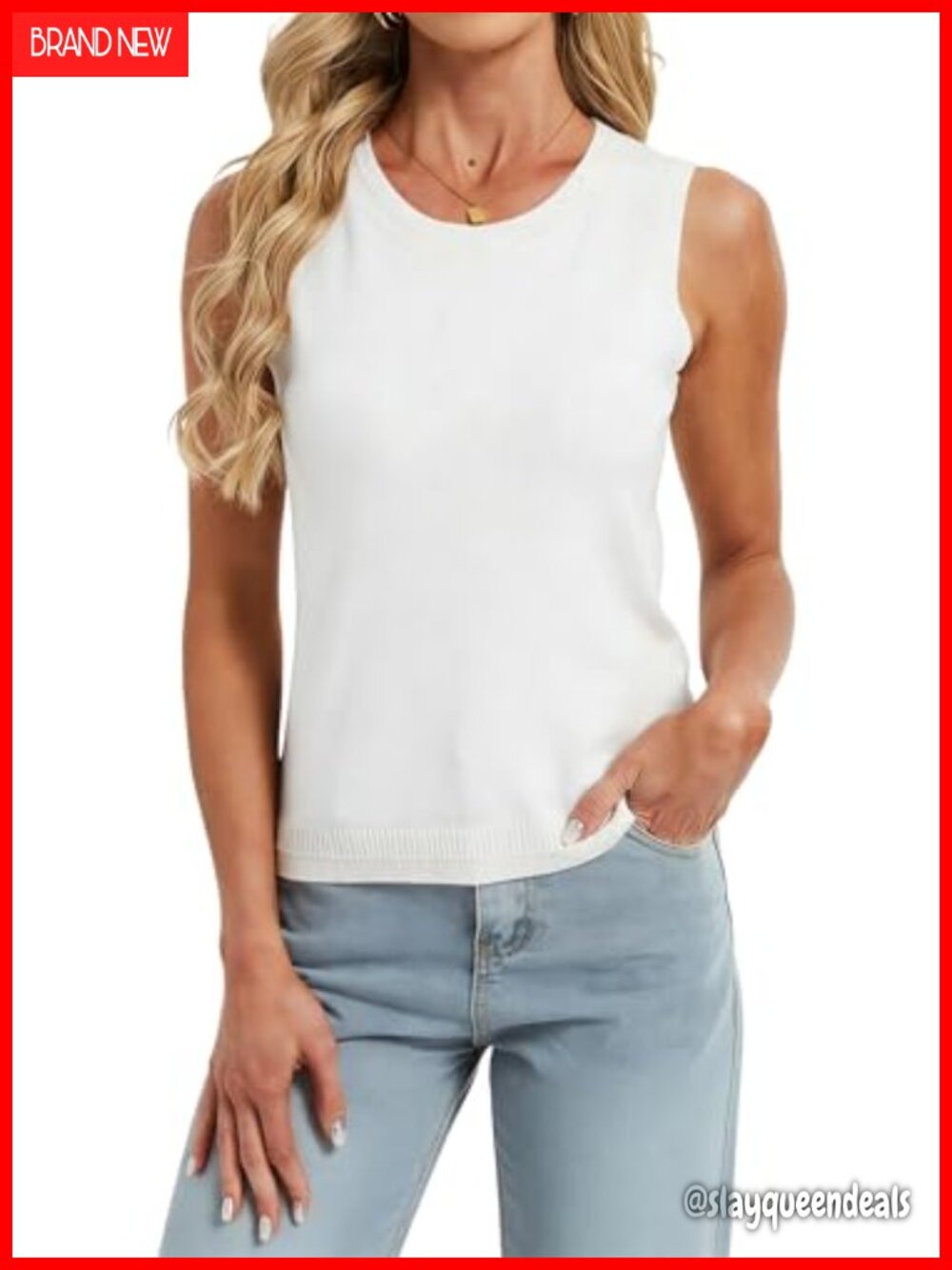 Women's Knit Sweater Vest Sleeveless Crew Neck Ribbed Tank Top Layer